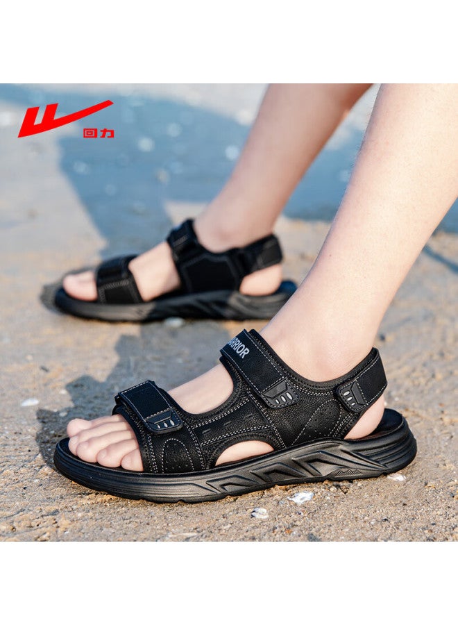 Huili Men's Sandals, Summer Outdoor Breathable Comfortable Beach Shoes, Non-slip Wear-resistant Versatile Casual Shoes For Men, Black, Size 42