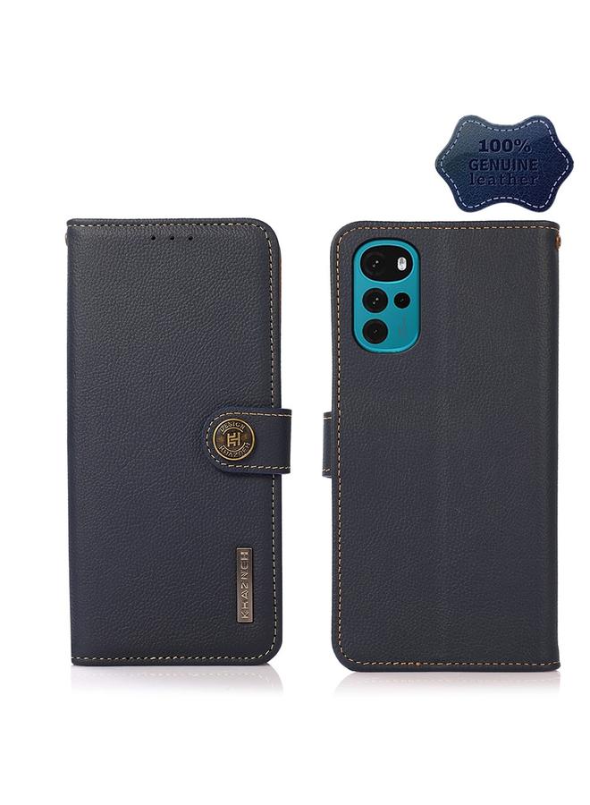 اس-توب جراب لهاتف Motorola Moto G22 من KHAZNEH جراب هاتف RFID من الجلد الأصلي - Image 1