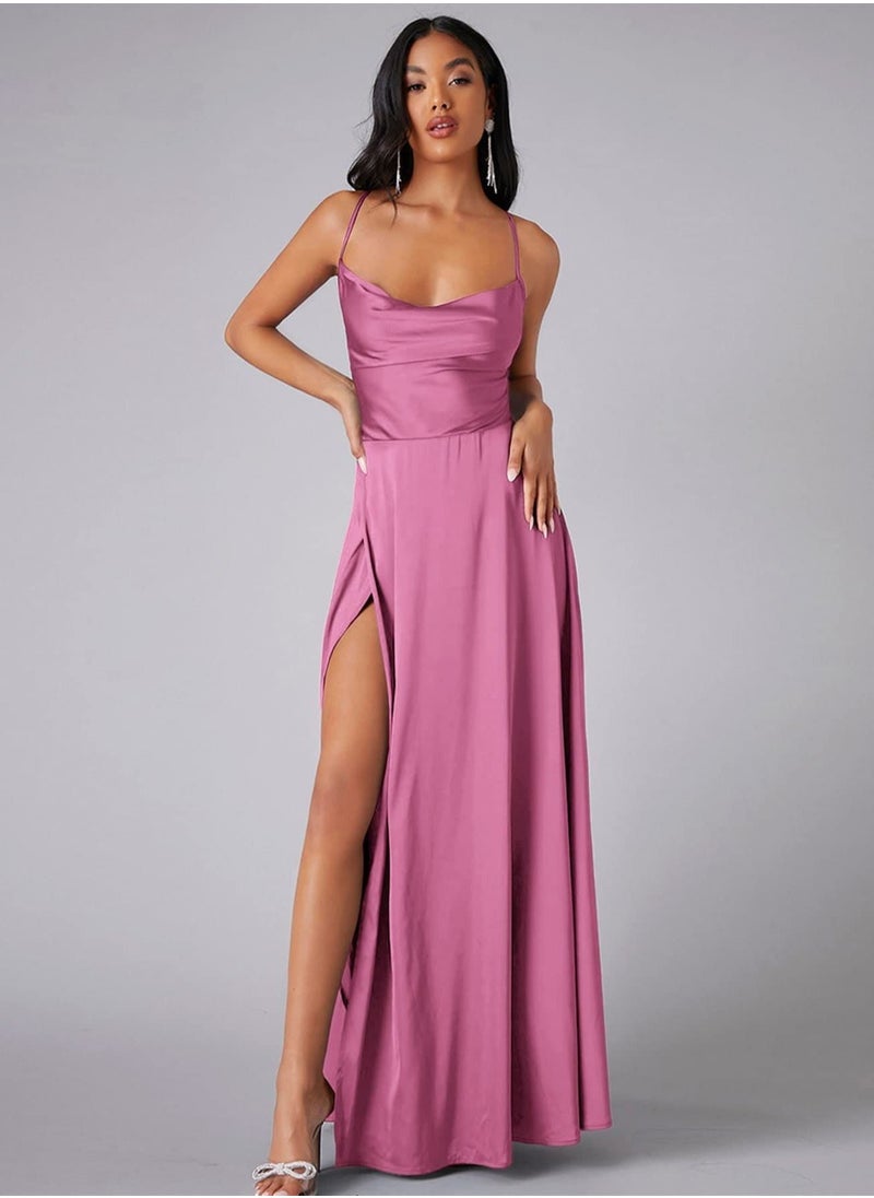 KUYING - New Women's Slim Slim Fit Open Back Strap Waist Wrap Dress Long Dress - Image 1