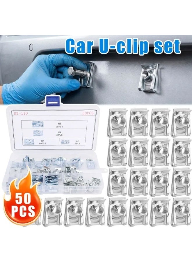 Car U-Clip Nut Fastener M4 M5 M6 M8 Stainless Steel Rustproof Auto Bumper Fender Door Panel Retainer Universal Thread Nut Kit - Image 1