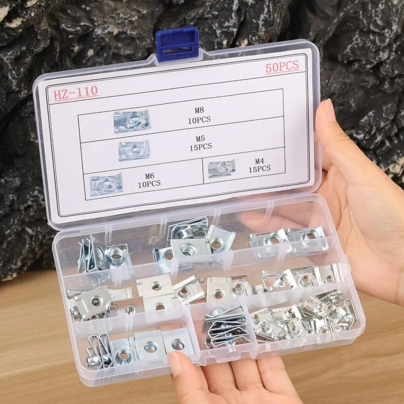 Car U-Clip Nut Fastener M4 M5 M6 M8 Stainless Steel Rustproof Auto Bumper Fender Door Panel Retainer Universal Thread Nut Kit - Image 3