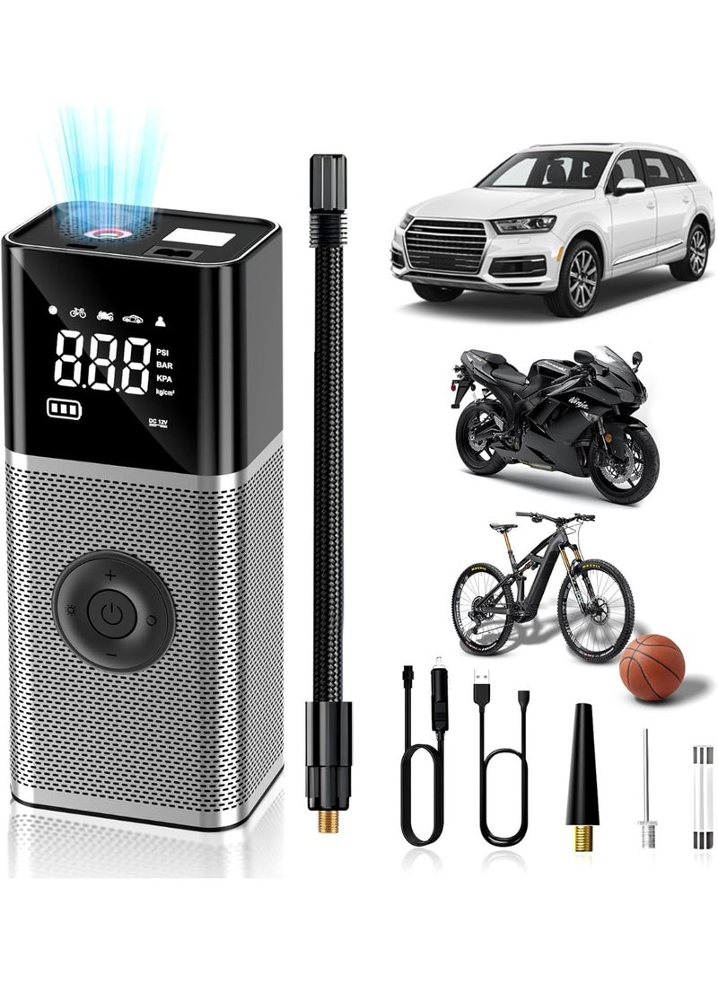 Xoopla Tire Inflator Portable Air Compressor - 150 PSI Electric Tyre Pump with 22L/Mins Airflow, 6000mAh Battery, Digital Pressure Gauge, Auto Shutoff & LED Light - Ideal for Car Tire, Bicycle, Ball  - Image 1