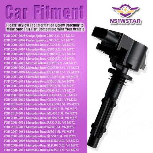 N51WSTAR Ignition Coil Pack Uf535 Set Of 1 Compatible With Mercedes-Benz E350 E550 C300 C350 CLK350 CLK550 CL550 S400 GL450 GL550 CLS550 G550 ML350 ML450 ML550 R350 R400 S550 V6 V8 M272 M273 - Image 5