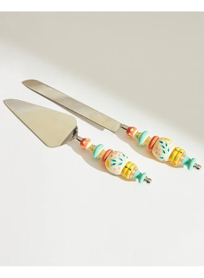Chumbak Farmhouse Cake Servers, Wood Set of 2