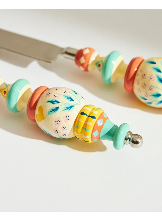 Chumbak Farmhouse Cake Servers, Wood Set of 2