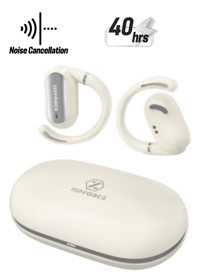 ZIPFORCE True Wireless Earbuds, Open Ear Bluetooth 5.4 Headphones 4-Mics ENC Clear Call, OWS Bluetooth Earbuds Touch Control, IPX6 Waterproof TWS, Light-Weight Earphones - Image 1