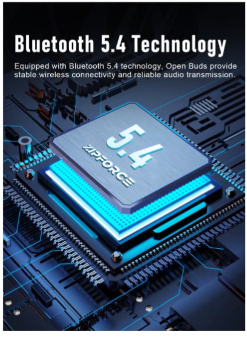 ZIPFORCE True Wireless Earbuds, Open Ear Bluetooth 5.4 Headphones 4-Mics ENC Clear Call, OWS Bluetooth Earbuds Touch Control, IPX6 Waterproof TWS, Light-Weight Earphones - Image 2