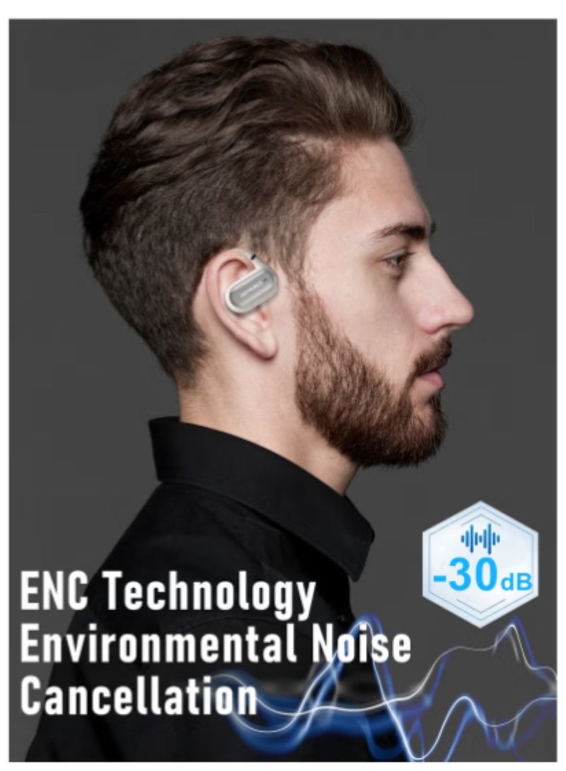 ZIPFORCE True Wireless Earbuds, Open Ear Bluetooth 5.4 Headphones 4-Mics ENC Clear Call, OWS Bluetooth Earbuds Touch Control, IPX6 Waterproof TWS, Light-Weight Earphones - Image 4