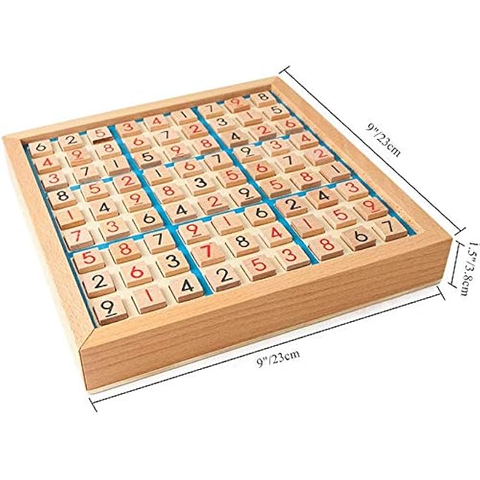 DELEE Wooden Sudoku Board Game with Drawer Number Puzzle ParentChild Action Kids Logical Developmental Intelligence Educational Toy - Image 2