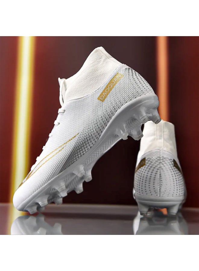 White Football Shoes For Men, Boys' Shoes With Broken Studs, Girls' Student Shoes, Adult Grass Long-studded Shoes, Cushioned Football Shoes