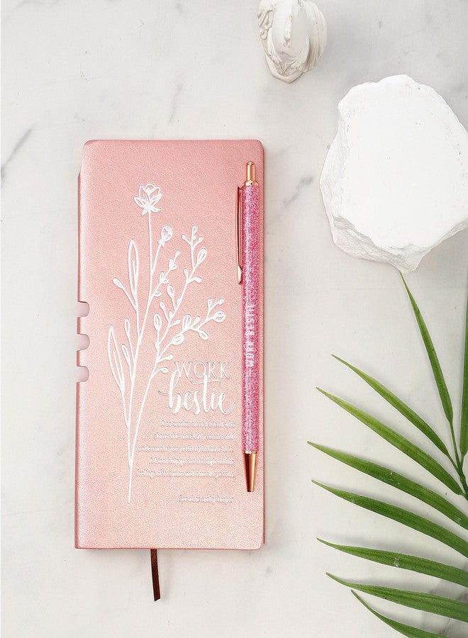 Resurhang 5 Pcs Work Besties Gifts for Women Appreciation Sets Coworkers Leather Journal Ballpoint Pens with Box Administrative Assistant Gift for Teacher Friend Coworker Leaving Lady Birthday(Pink) - Image 4