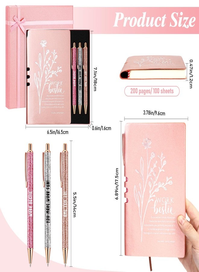Resurhang 5 Pcs Work Besties Gifts for Women Appreciation Sets Coworkers Leather Journal Ballpoint Pens with Box Administrative Assistant Gift for Teacher Friend Coworker Leaving Lady Birthday(Pink) - Image 2