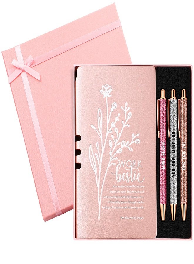 Resurhang 5 Pcs Work Besties Gifts for Women Appreciation Sets Coworkers Leather Journal Ballpoint Pens with Box Administrative Assistant Gift for Teacher Friend Coworker Leaving Lady Birthday(Pink) - Image 1