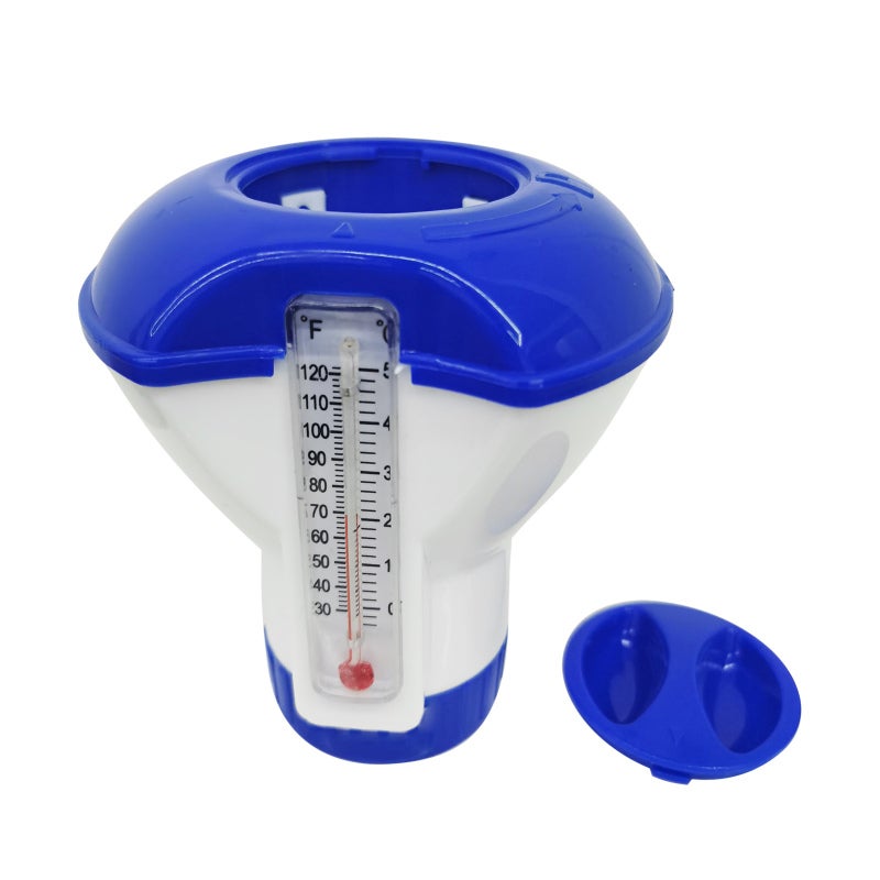 Tablet Dispenser 12*12cm Adjustable Control - Built-in Dual Display Thermometer Float Pool Accessory for Pool Spa Tub - Image 5