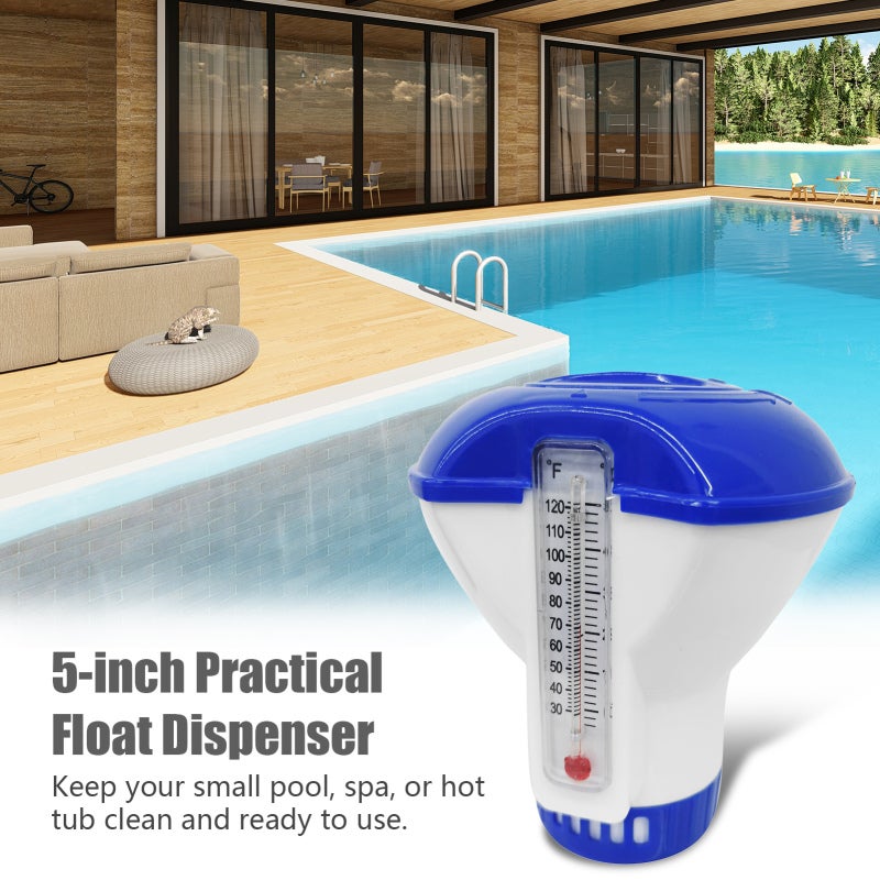 Tablet Dispenser 12*12cm Adjustable Control - Built-in Dual Display Thermometer Float Pool Accessory for Pool Spa Tub - Image 4