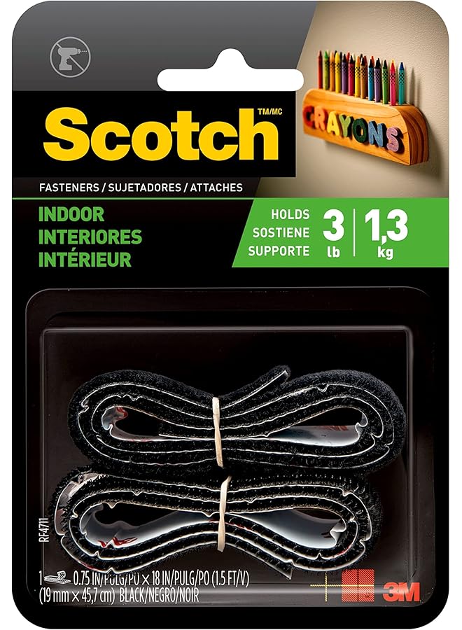 Scotch  General Purpose Fastener Rf4711 Black Color 75 In X 18 In 19Mm X 4.57M Multiple Applications Works In Most Surfaces . 1 Roll Pack - Image 1