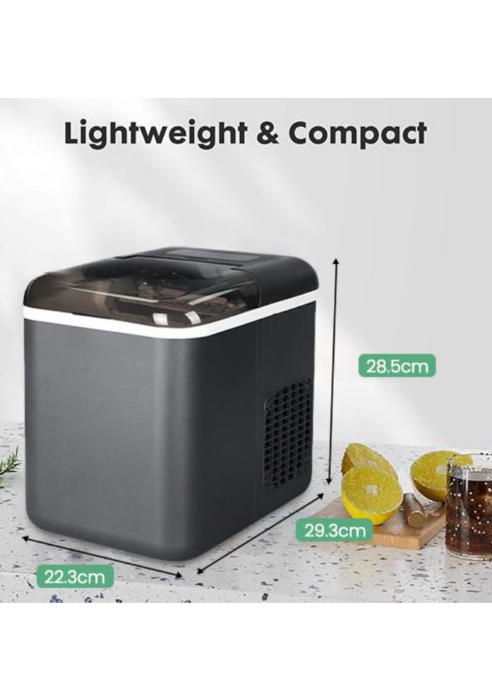 Countertop Ice Maker with App Control, 12kg in 24Hrs, 9 Bullet Ice Cubes in 6 Mins, Self-Cleaning Ice Machine with Basket and Scoop, Ideal for Home, Kitchen, Office, Quiet Operation, Black