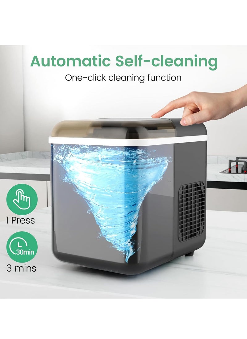 Eesyy Countertop Ice Maker with App Control, 12kg in 24Hrs, 9 Bullet Ice Cubes in 6 Mins, Self-Cleaning Ice Machine with Basket and Scoop, Ideal for Home, Kitchen, Office, Quiet Operation, Black  - Image 5