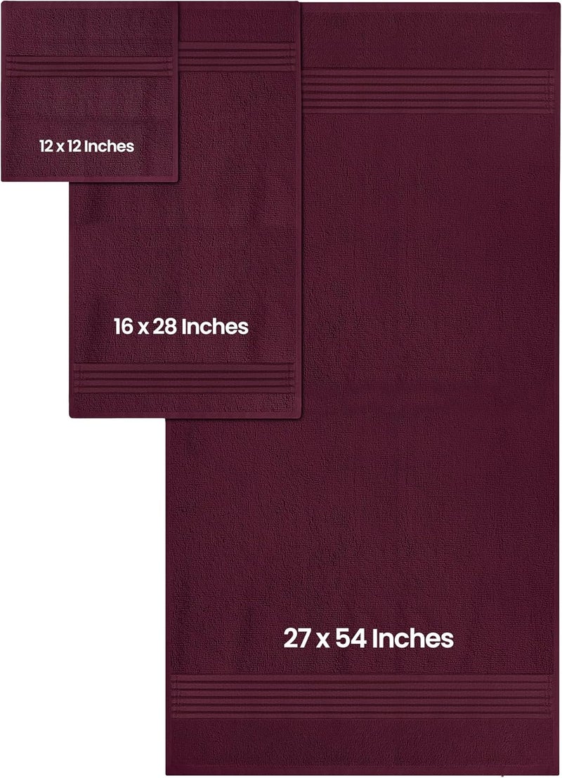 Utopia Towels Utopia 8 Piece Towel Set, 2 Bath, 2 Hand and 4 Towel Set, 100% Ring Spun Cotton, Highly Absorbent Towels for Bathroom, Sports, Hotel - Burgundy - Image 2
