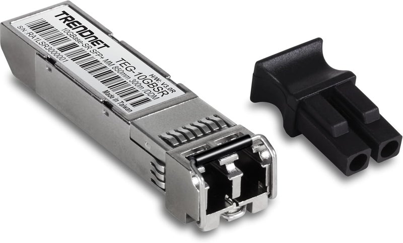 Trend Net 10GBASE-SR SFP+ Multi Mode LC Module, TEG-10GBSR, Supports Distances up to 300m (984 feet), Hot Pluggable Fiber SFP+ Transceiver, 850nm Wavelength, Lifetime Protection, Silver - Image 1
