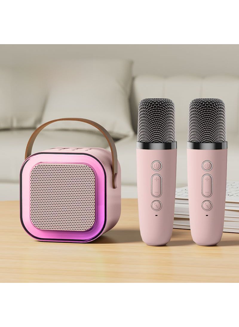 Generic Jinyun k12 microphone audio integrated microphone home wireless Bluetooth National singing K song childrens small family ktvPink dual wireless microphone [AI Chinese version Chinese version]] Pink dual wireless microphone [AI Chinese version Chinese version]] 
