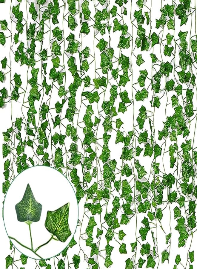12 Pack 84Ft Artificial Ivy Garland Fake Plants, Fake Ivy Leaves Greenery Garlands Hanging Plant Vine for Aesthetic Bedroom Garden Party Wedding Wall Room Christmas Decor