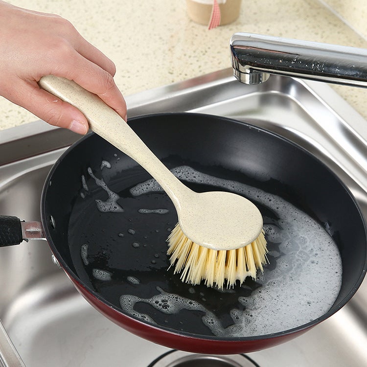 Hanging Long Handle Stove Cleaning Brush with Wheat Straw - Image 1