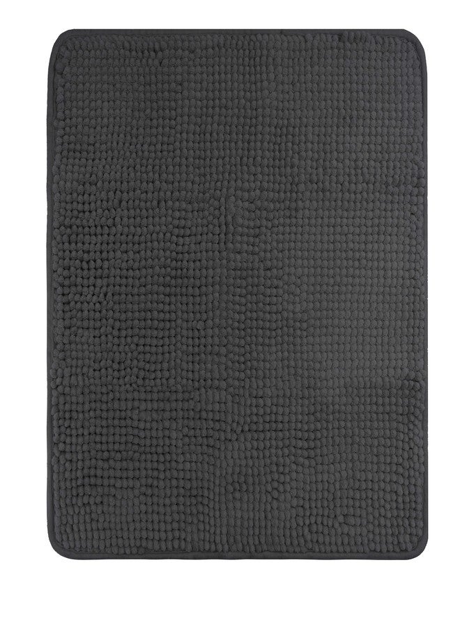fluffy Bath Mat Made of Chenille with Non-Slip Bottom (20 x 20 inch, Anthracite) - Image 1