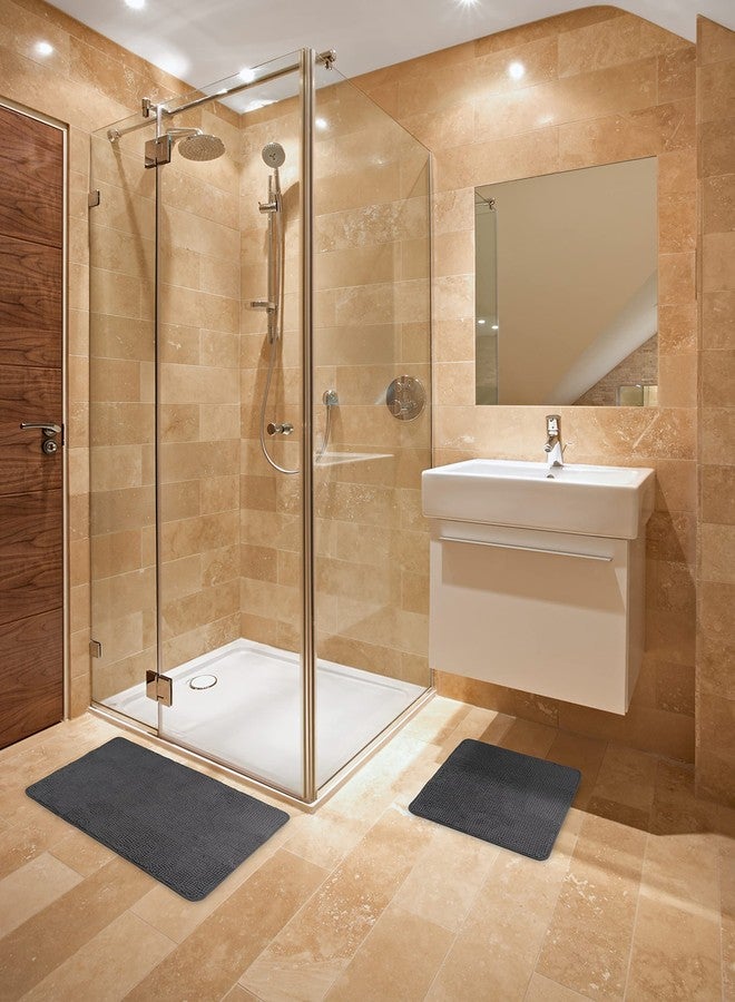 fluffy Bath Mat Made of Chenille with Non-Slip Bottom (20 x 20 inch, Anthracite) - Image 2