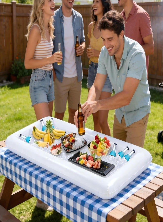 Moon Boat 2 Pack Inflatable Serving Bar Buffet Cooler - Ice Tray for Food & Drinks, Portable for Parties, BBQ, Picnic, Pool Keep Cold All Day Reusable & Leak-Proof Summer Essentials - Image 2