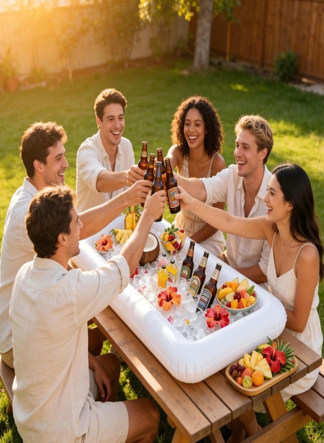 Moon Boat 2 Pack Inflatable Serving Bar Buffet Cooler - Ice Tray for Food & Drinks, Portable for Parties, BBQ, Picnic, Pool Keep Cold All Day Reusable & Leak-Proof Summer Essentials - Image 4