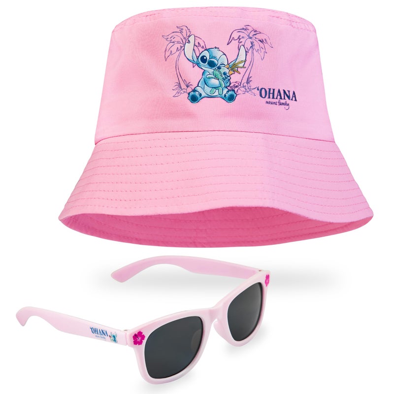 Disney Stitch Sunglasses and Bucket Hat Summer Sun Hat 100 UV Protection Kids Sunglasses Gifts for Girls Pink - Image 2