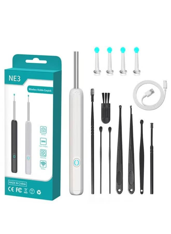 N3 Ear Wax Removal, Wi-Fi Visible Wax Elimination Spoon with 4 Soft Silicone Ear Scoops, Wireless Ear Endoscope 1080p with LED Light for iPhone, iPad, Android Phones (Black) - Image 4