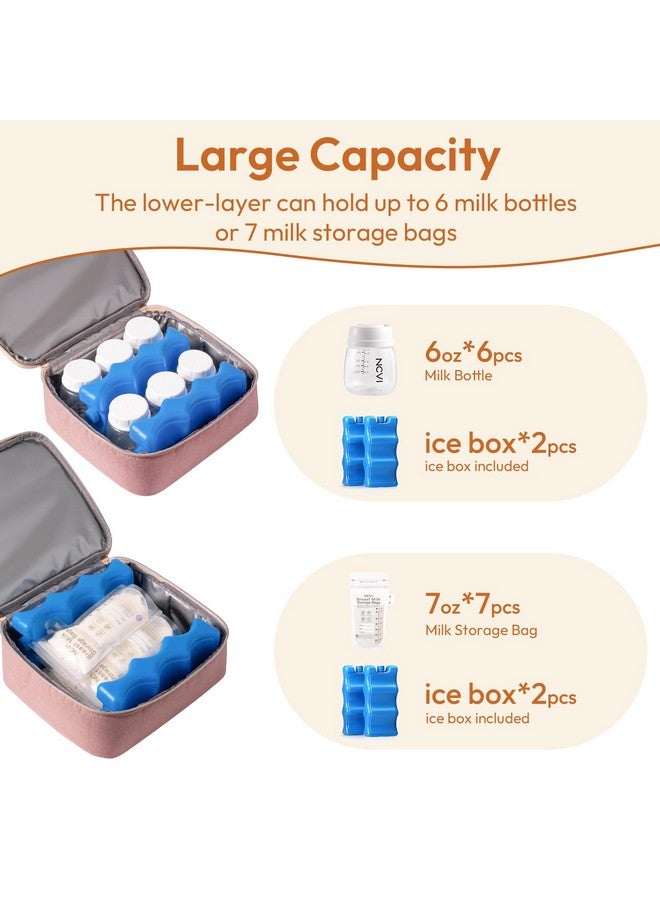 نسفي حقيبة ظهر مضخة الثدي NCVI متوافقة مع Spectra S1 وS2 وMedela، مبرد حليب الثدي المنفصل ذو الطبقتين، حقيبة مضخة متعددة الوظائف للأمهات المرضعات العاملات، لون وردي - Image 3