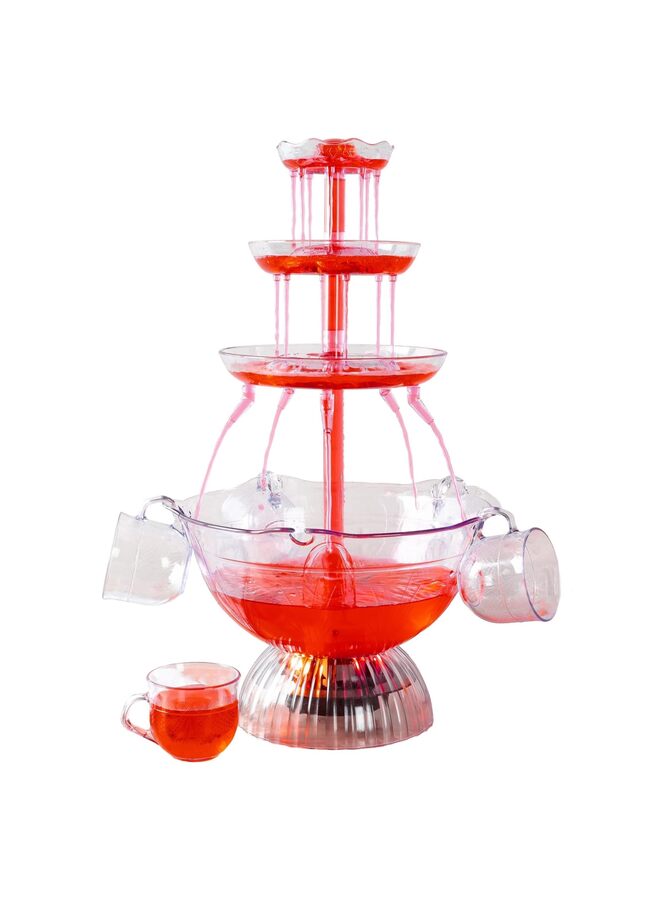 يُسلِّم موزع مشروبات سعة 1.5 جالون، نافورة حفلات نوستالجيا ثلاثية الطبقات، مع قاعدة مضاءة و5 أكواب قابلة لإعادة الاستخدام للعصير (شفاف) - Image 1