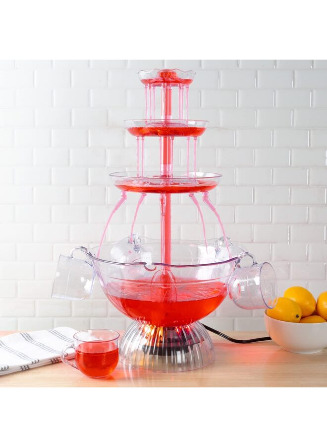 يُسلِّم موزع مشروبات سعة 1.5 جالون، نافورة حفلات نوستالجيا ثلاثية الطبقات، مع قاعدة مضاءة و5 أكواب قابلة لإعادة الاستخدام للعصير (شفاف) - Image 5