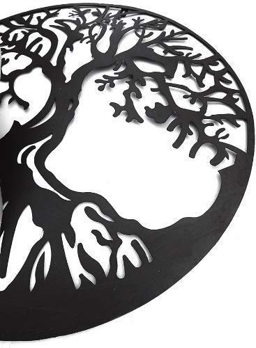 Bellaa 20230 Metal Wall Art Tree Circle Of Life Round Hanging Sculptures Indoor Living Room Outdoor Garden Patio Decor Black 24 inch - Image 3