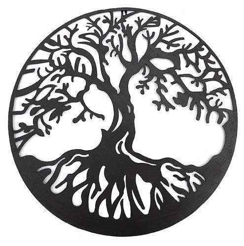 Bellaa 20230 Metal Wall Art Tree Circle Of Life Round Hanging Sculptures Indoor Living Room Outdoor Garden Patio Decor Black 24 inch - Image 4