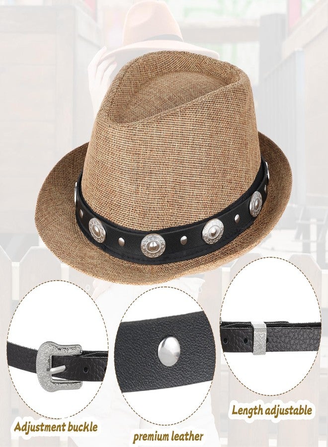 Xosjska 2PCS Black Cowboy Hat Bands for Men, Adjustable Western Hat Bands for Cowboy Hats Leather Straw Cowgirl Hatbands Belt with Buckle for Men Women All Styles of Hats Band - Image 3
