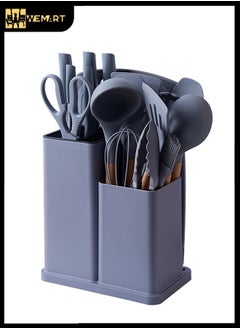 WEMART 19-Piece Knife and Kitchenware Set Cookware Tools Spoons and Knifes Set Grey  - Image 1