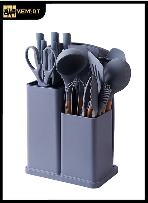 19-Piece Knife and Kitchenware Set Cookware Tools Spoons and Knifes Set Grey