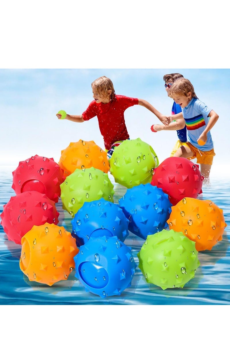 سوفام 12PCS بالونات مائية قابلة لإعادة الاستخدام، سيليكون بالونات مائية قابلة لإعادة الملء ذاتية الختم سريع التعبئة، لعب ماء متعة صيفية للأنشطة في الهواء الطلق، حفلة صيفية، حديقة مائية، لعبة عائلية للأطفال بالغين - Image 1