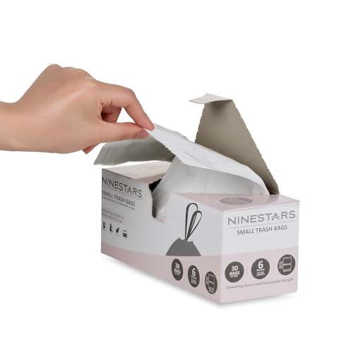NINESTARS NSTB-6-30 Extra Strong White Trash Bag w/Drawstring Closure, 6 Gal. / 20 L., 30 count - Image 2