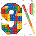Lemicin Number 9 Pinata Building Blocks 9th Birthday Party Decorations with Pinata Stick Blindfold for Kids Happy Birthday Building Block Theme Party Supplies for Boys Girls 16 x 106 x 3 In - Image 2