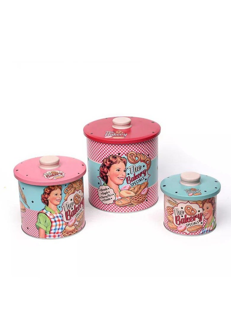 Generic Round Candy and Biscuit Packaging and Saving Tinplate Metal Box Set 3 Pieces  - Image 1