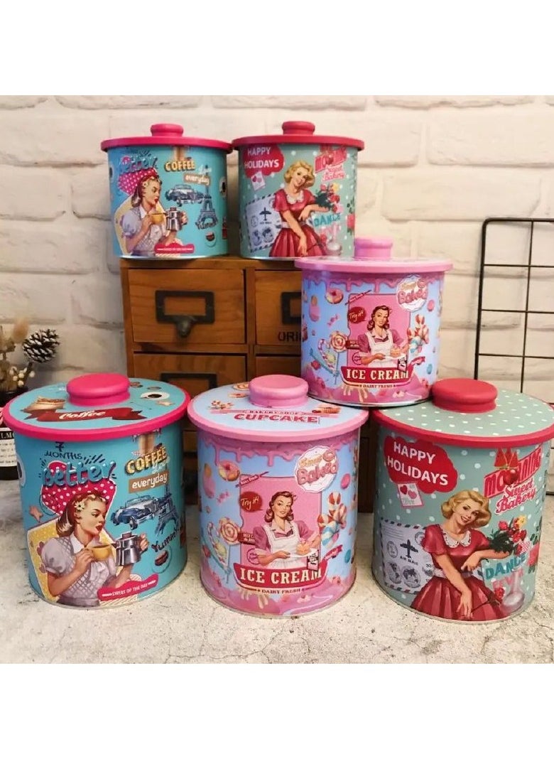 Generic Round Candy and Biscuit Packaging and Saving Tinplate Metal Box Set 3 Pieces  - Image 3