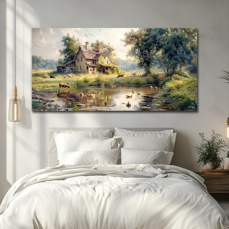 EMODA Farm Wall Painting Canvas 60x120 cm Framed – Rustic Landscape Wall Decor for Home | Large Framed Canvas Print for Living Room Bedroom Home Office Wall Decoration – Premium Quality Artwork for Modern Interior Styling - Image 5