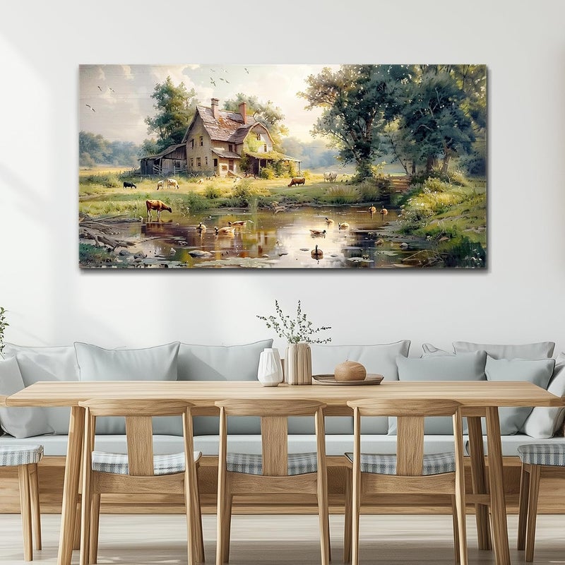 EMODA Farm Wall Painting Canvas 60x120 cm Framed – Rustic Landscape Wall Decor for Home | Large Framed Canvas Print for Living Room Bedroom Home Office Wall Decoration – Premium Quality Artwork for Modern Interior Styling - Image 4