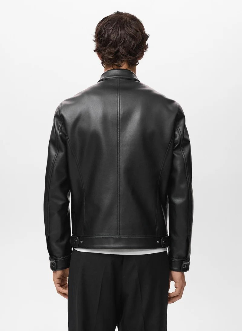 مانجو مان Zip-up leather-effect jacket