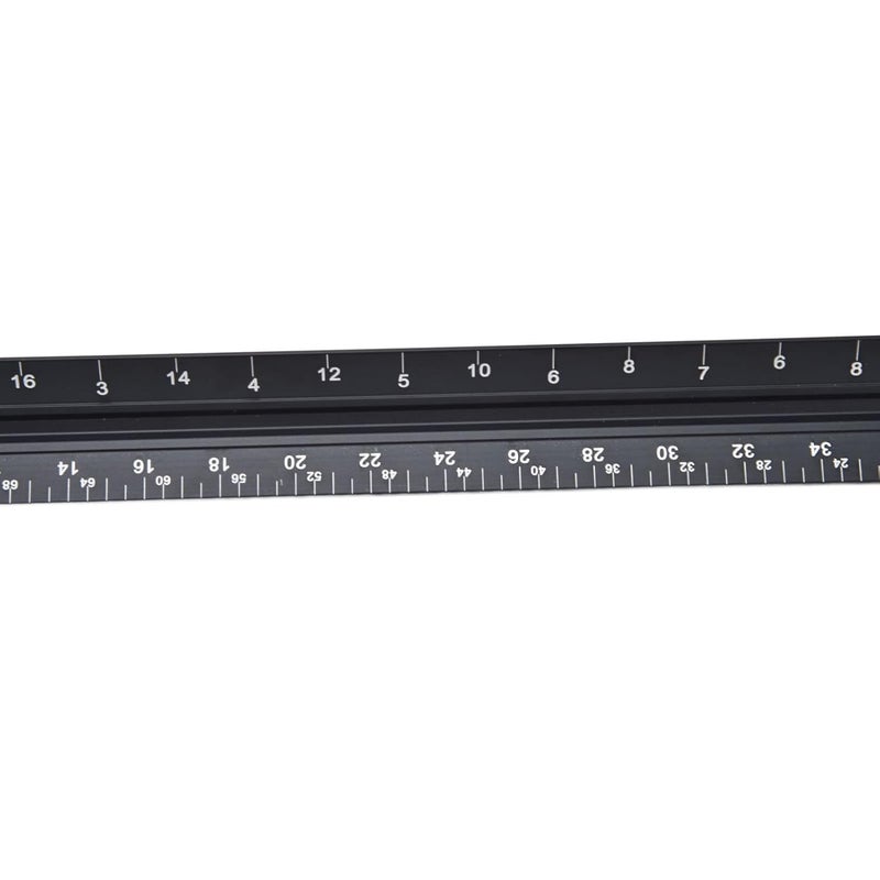 مسطرة مثلثة من سبائك الألومنيوم مقاس 12 بوصة 30 سم مع علامات محفورة للرسم والتصميم وأعمال النجارة - Image 5